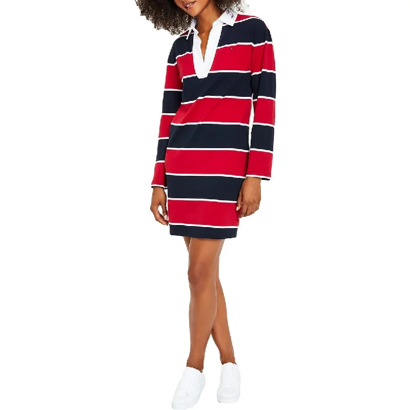 Deep Discounts Tommy Hilfiger Womens Logo Knee-Length Shirtdress