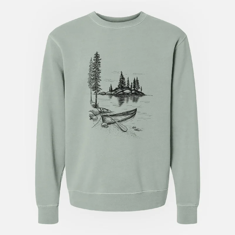 Seasonal Clearance Lakeside Canoe - Unisex Pigment Dyed Crew Sweatshirt