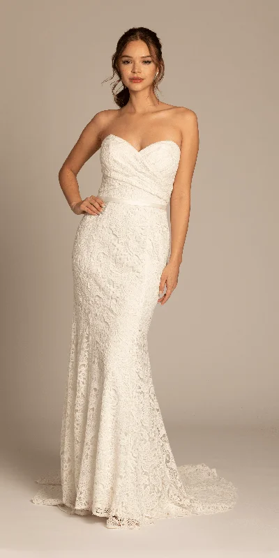 Big Savings Strapless Sweetheart Lace Trumpet Dress with Cris Cross Bodice