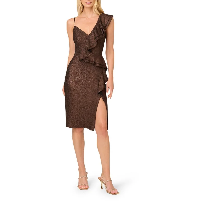 Exclusive Deal Adrianna Papell Womens Foiled Knit Cocktail And Party Dress