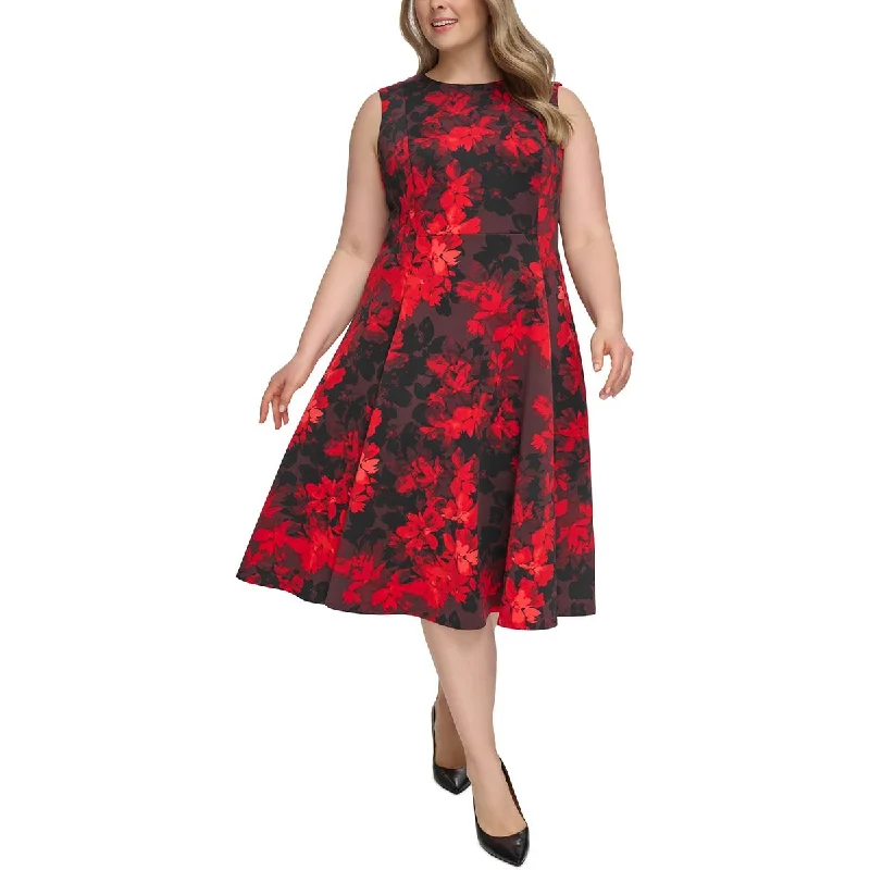 Discount Deals Calvin Klein Womens Plus Floral Midi Cocktail And Party Dress