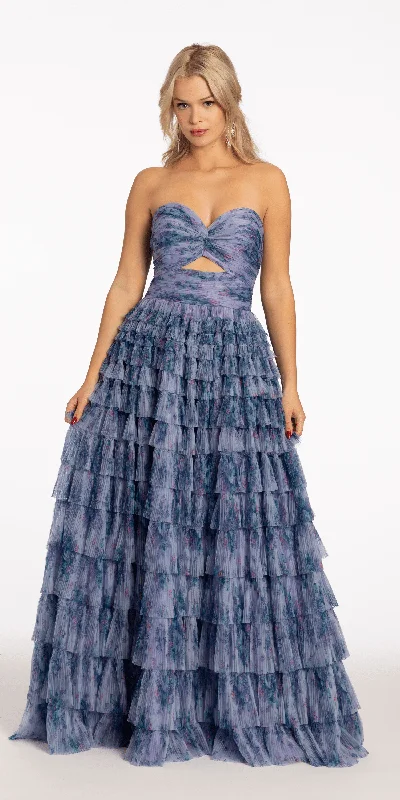 Today Only Sweetheart Peek-a-Boo Mesh Tiered Print Ballgown