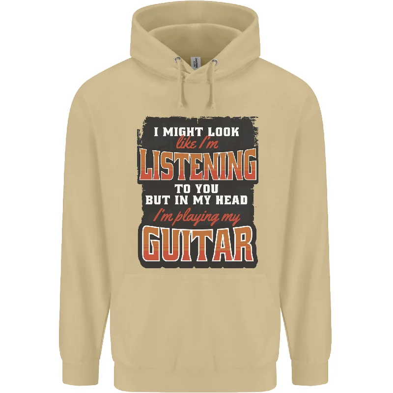 Special Discount In My Head I'm Playing Guitar Acoustic Electric Mens 80% Cotton Hoodie