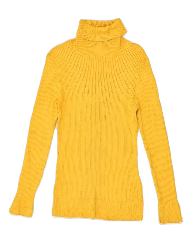 Price Drop DKNY Womens Roll Neck Jumper Sweater UK 8 Small Yellow