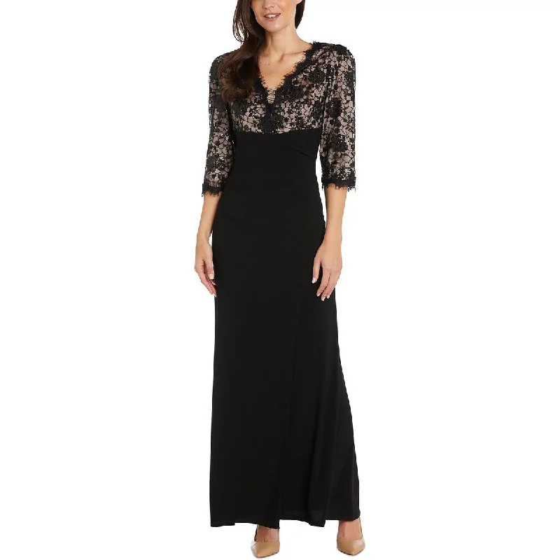 Value Deals R&M Richards Womens Petites Sequined Lace Evening Dress