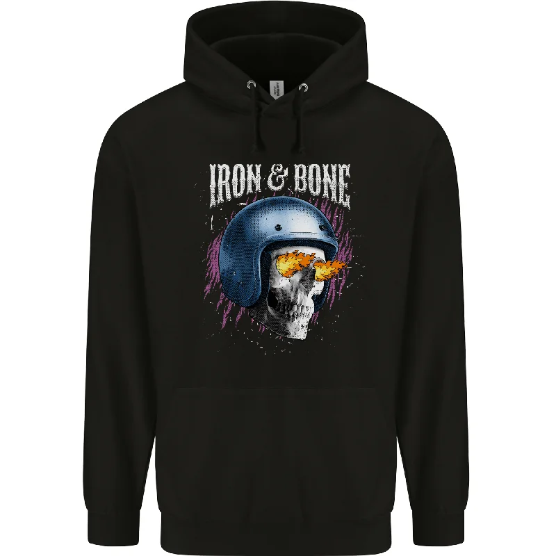 Don’t Miss Out Iron and Bone Bike Skull Motorcycle Motorbike Mens 80% Cotton Hoodie