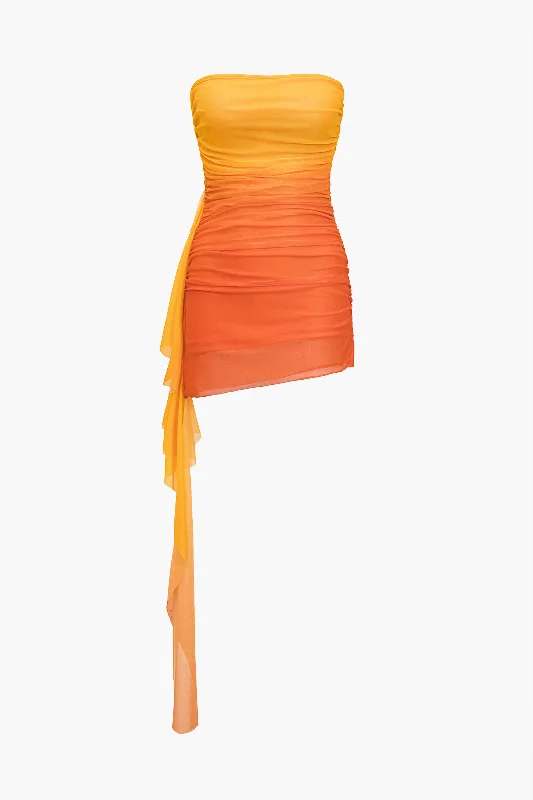 Buy More, Save More Ombre Print Ruffle Ruched Mini Dress