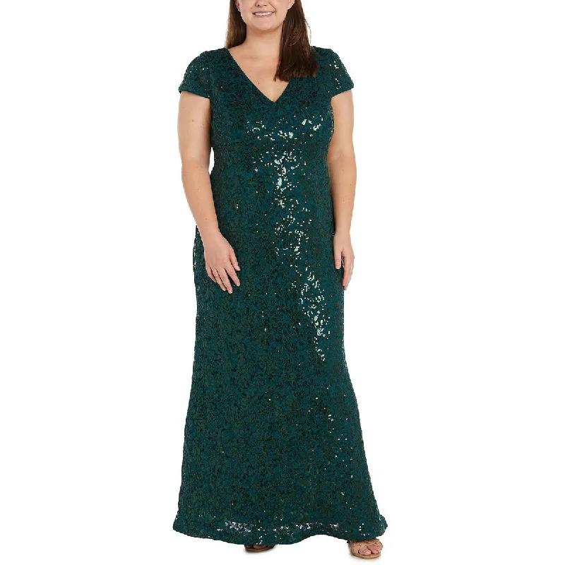 Referral Discount R&M Richards Womens Plus Sequined Long Evening Dress