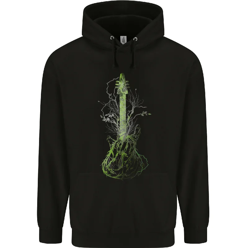 Seasonal Sale Green Guitar Tree Guitarist Acoustic Mens 80% Cotton Hoodie
