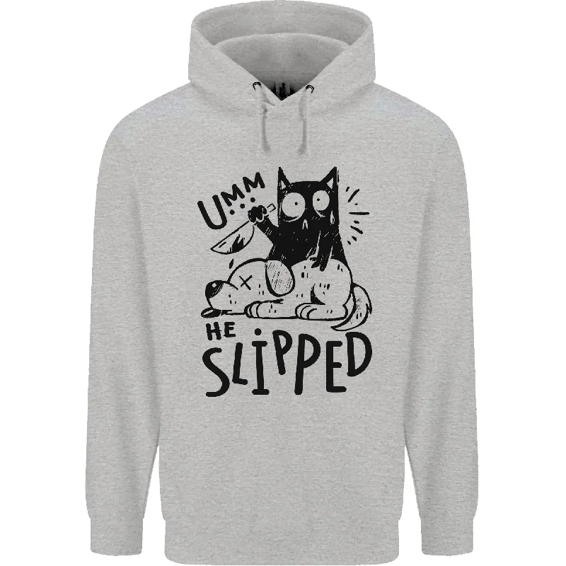 Midnight Madness He Slipped A Cat Murdering a Dog Funny Mens 80% Cotton Hoodie