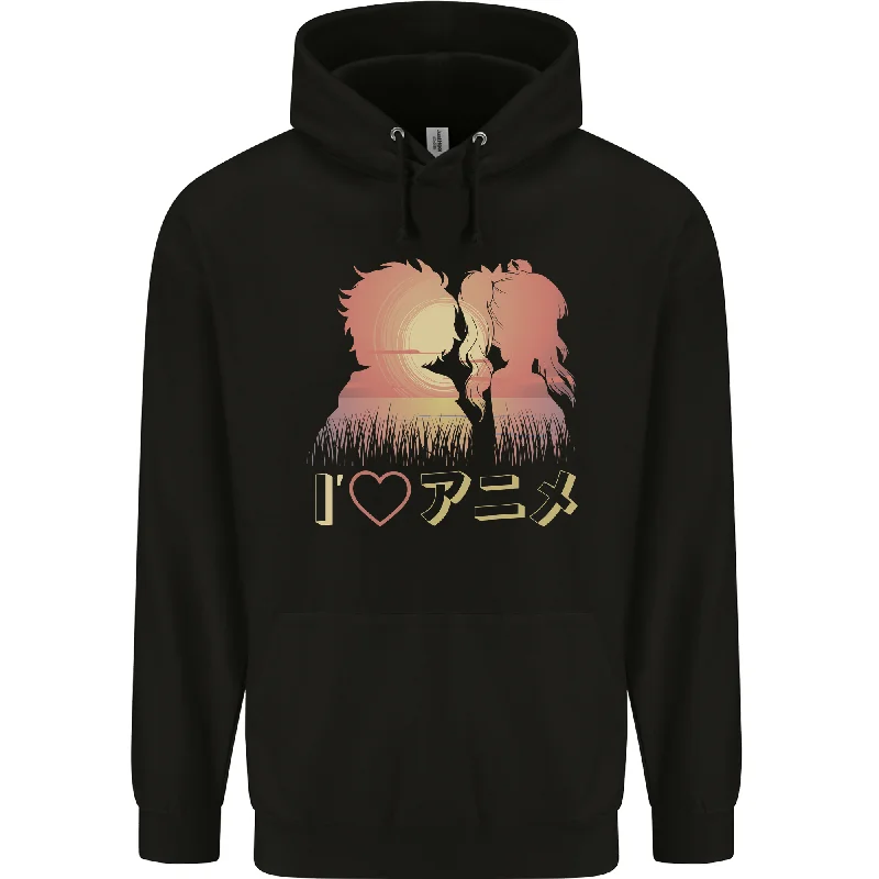 Today Only I Heart Anime Love Mens 80% Cotton Hoodie