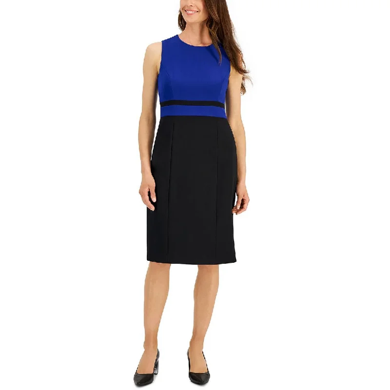 Reduced Prices Kasper Womens Two Tone Knee-Length Sheath Dress