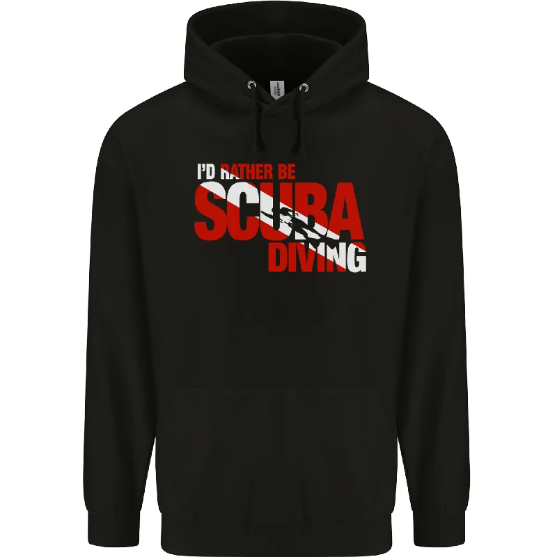 Super Bargain Id Rather Be Scuba Diving Diver Dive Mens 80% Cotton Hoodie