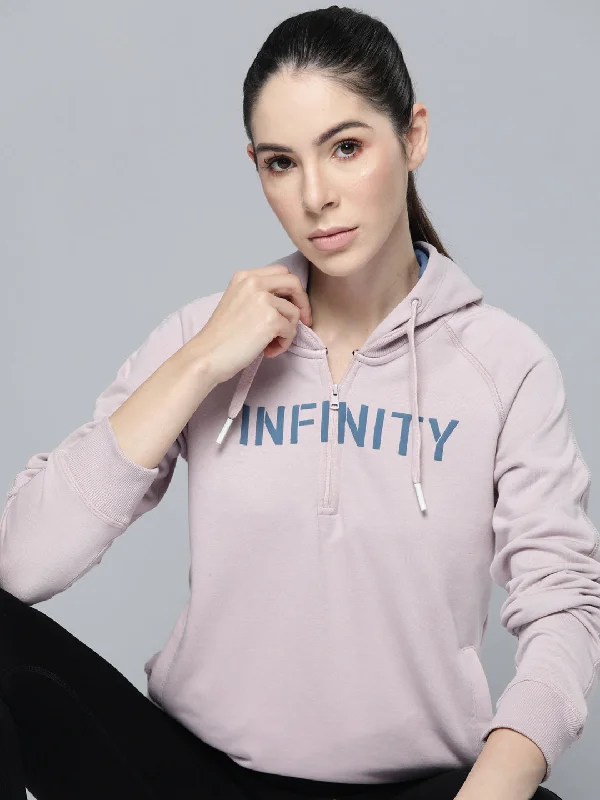 Members Only Alcis Women Lavender Printed Hooded Sweatshirt