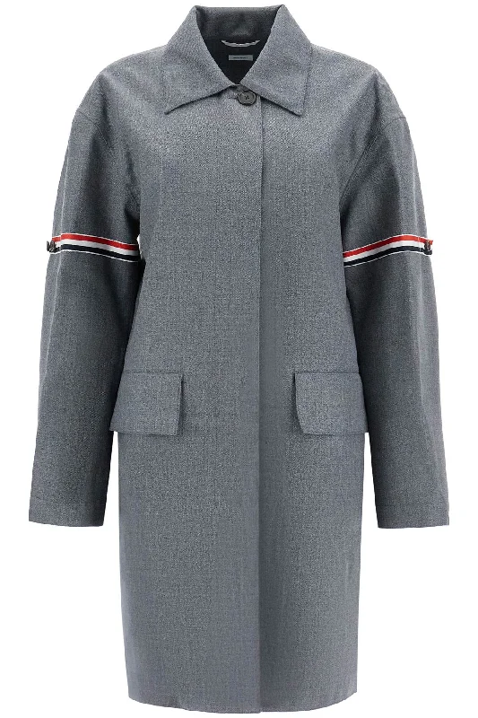 Act Now Waterproof Technical Wool Coat With Rwb Stripes  - Grey