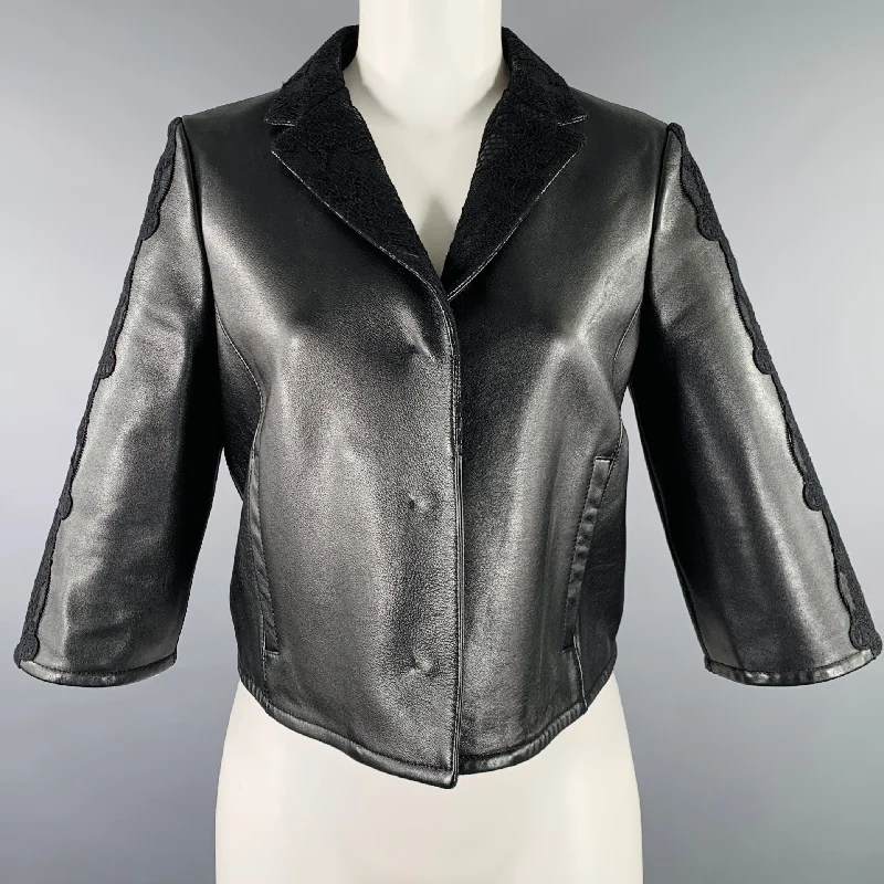 Mega Sale PHILIPP PLEIN Size S Black Lace Skulls Lamb Skin Jacket