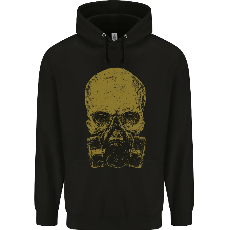 Blowout Deals Gold Skull Gas Mask Biker Gothic Mens 80% Cotton Hoodie