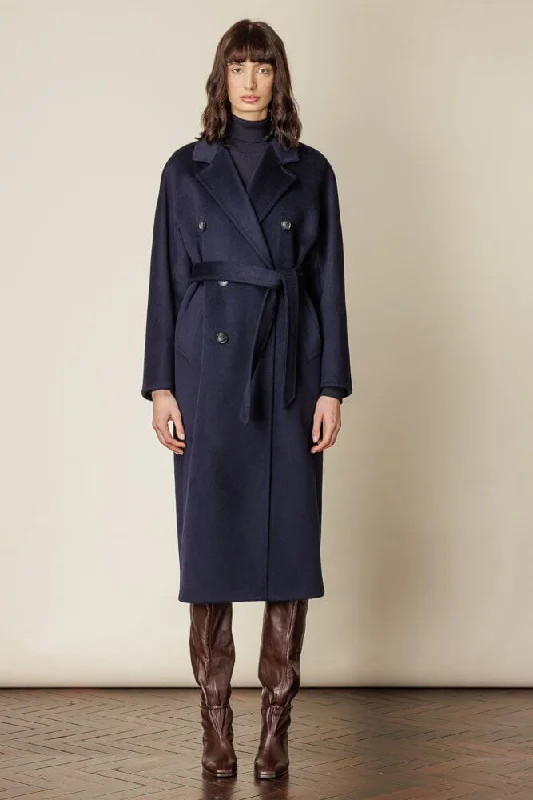 Deal Dash Adriana Wrap Coat - Navy Wool