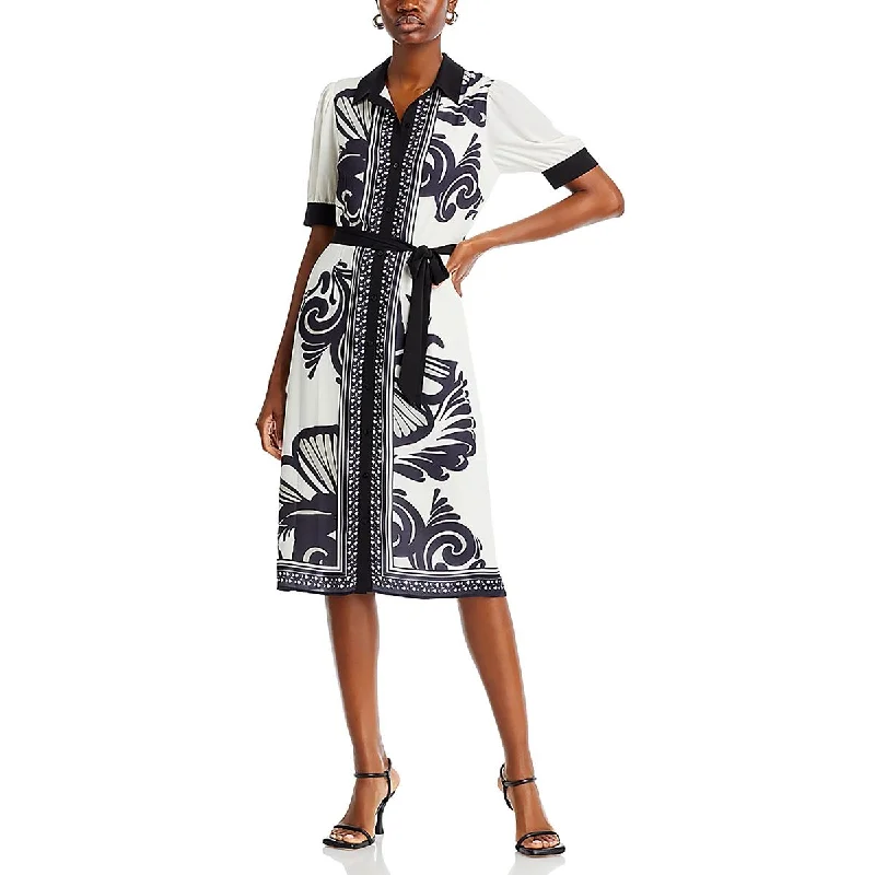 Overstock T Tahari Womens Printed Collared Shirtdress