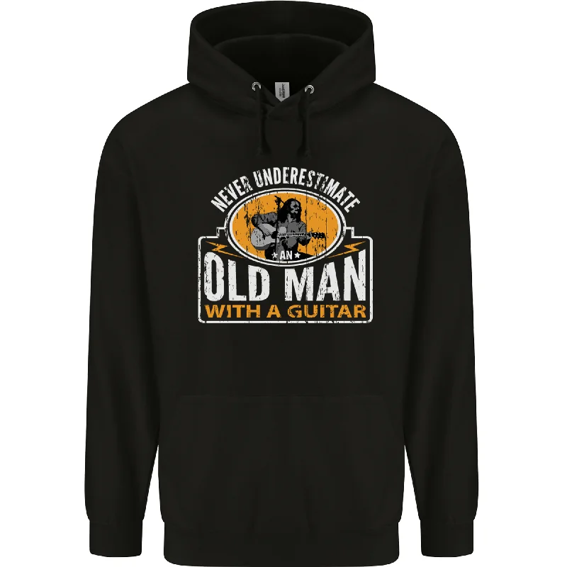 Deep Discounts Guitar Never Underestimate an Old Man Mens 80% Cotton Hoodie