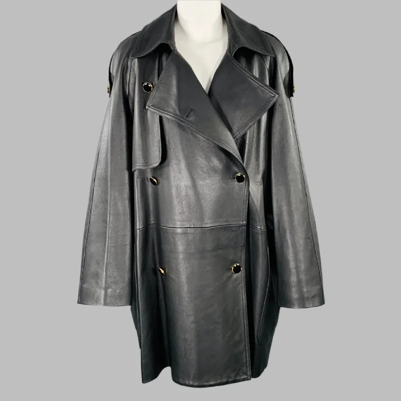 Weekend Deal KHAITE Size S The Eden Black Leather Calfskin Trench Coat
