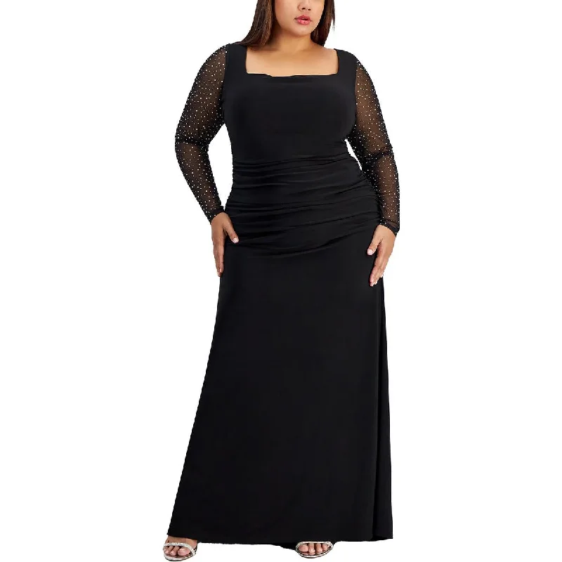 New Markdowns City Studio Womens Plus Embellished Lace-Up Back Evening Dress