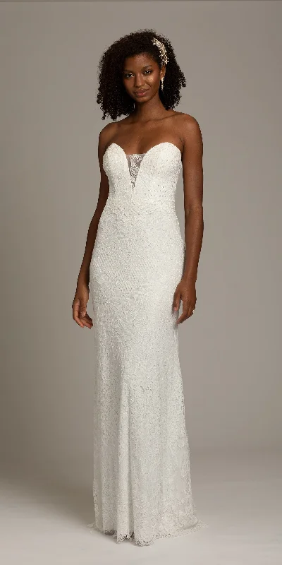 Super Bargain Chevron Lace Strapless Sweetheart Dress