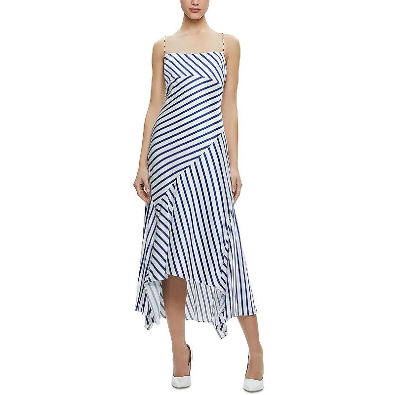 Can't Be Beat Alice and Olivia Womens Asymmetric Midi Slip Dress