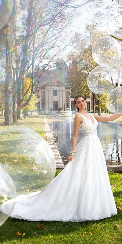 Year-End Sale Glitter Embroidered Plunging Box Pleat Tulle Ballgown