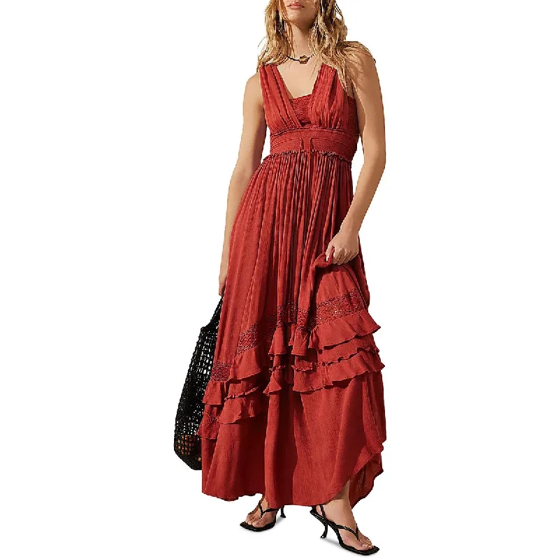 Warehouse Sale Free People Womens Tiered Drawstring Maxi Dress