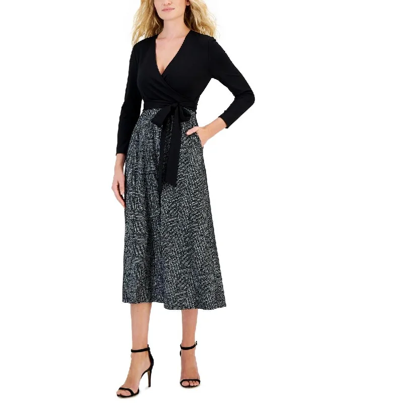 Big Savings Anne Klein Womens Surplice Midi Wear to Work Dress