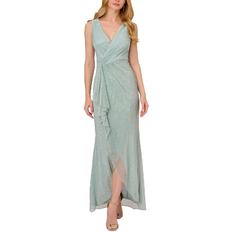 Exclusive Access Adrianna Papell Womens Metallic Long Wrap Dress