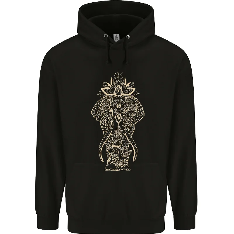 Big Savings Gold Mandala Art Elephant Mens 80% Cotton Hoodie