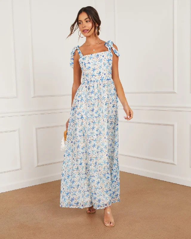 Price Cut Antonia Printed Tie Shoulder Maxi Dress