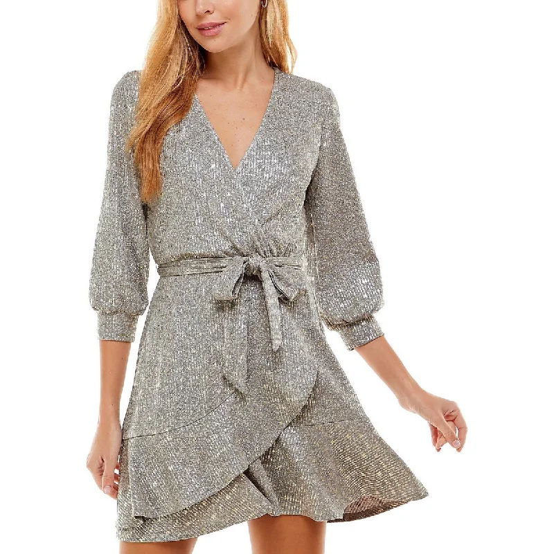 Loyalty Reward City Studio Womens Juniors Mini Fit & Flare Dress