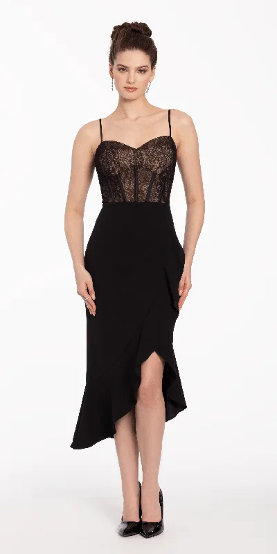 Value Deals Sweetheart Corset Asymmetrical Ruffle Hem Dress