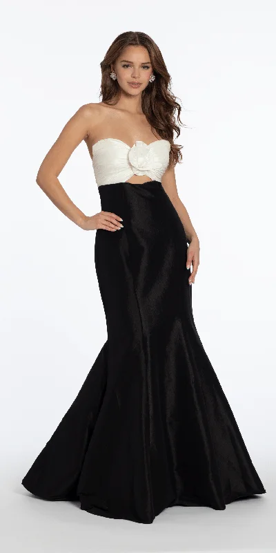 Act Now Peek-a-Boo Two Tone Taffeta Mermaid Dress