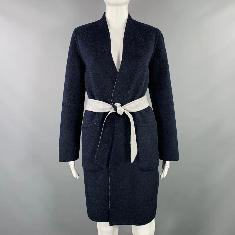 Reduced Prices MAX MARA Size 2 Navy Grey Wool Angora Reversible Coat