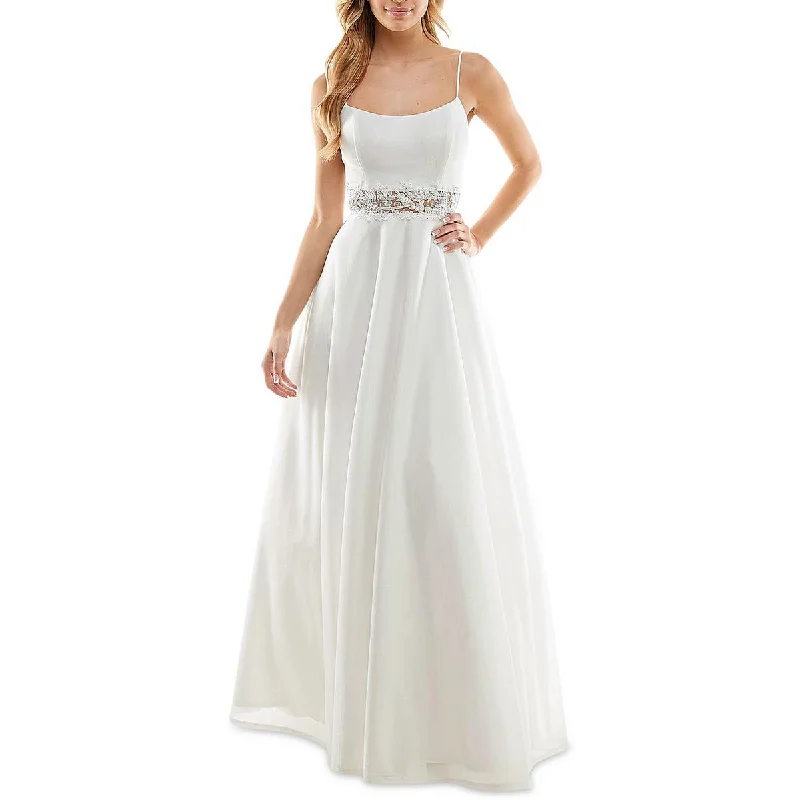 Online Exclusive City Studio Womens Juniors Embroidered Shimmer Evening Dress