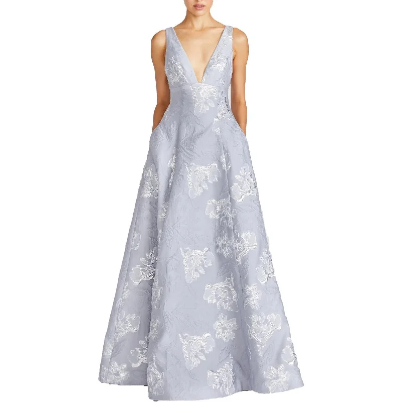 Best Bargains ML Monique Lhuillier Womens Metallic Full Length Evening Dress