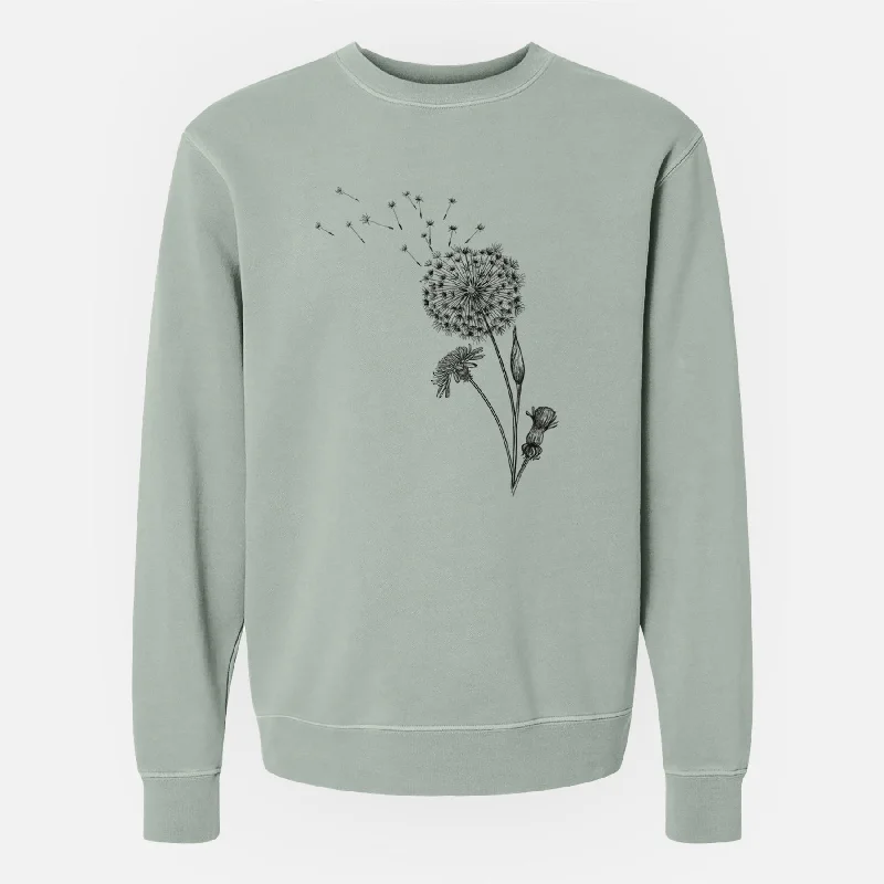 Year-End Sale Common Dandelion - Taraxacum officinale - Unisex Pigment Dyed Crew Sweatshirt