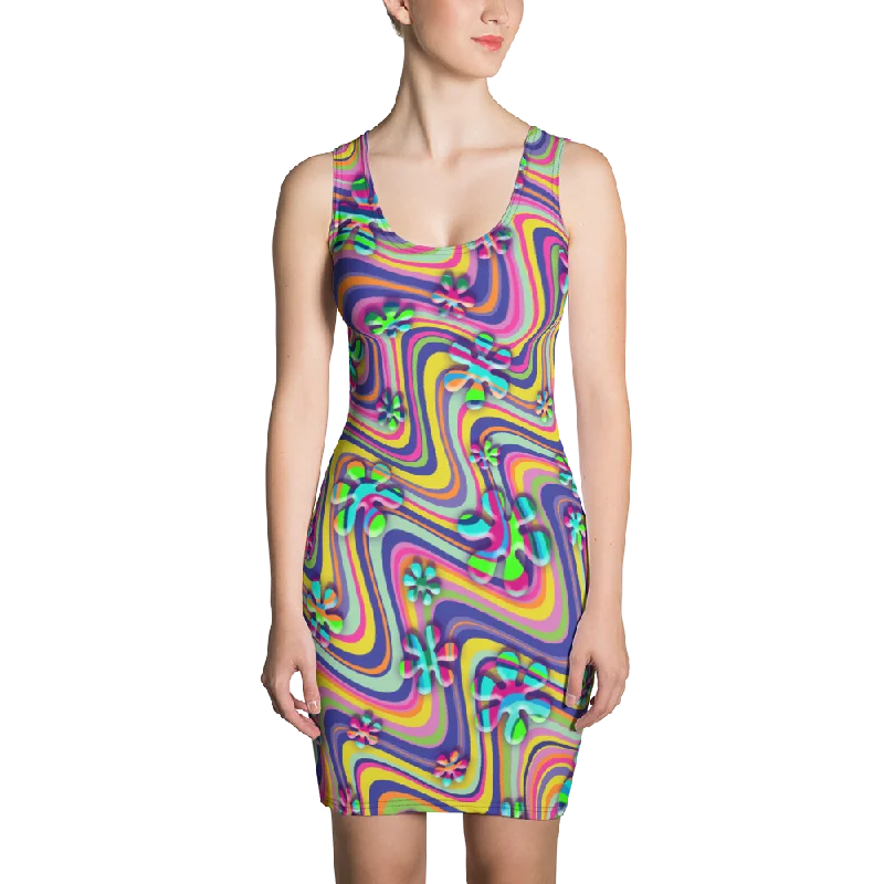 Great Deals Wavy Daisy Bodycon Dress