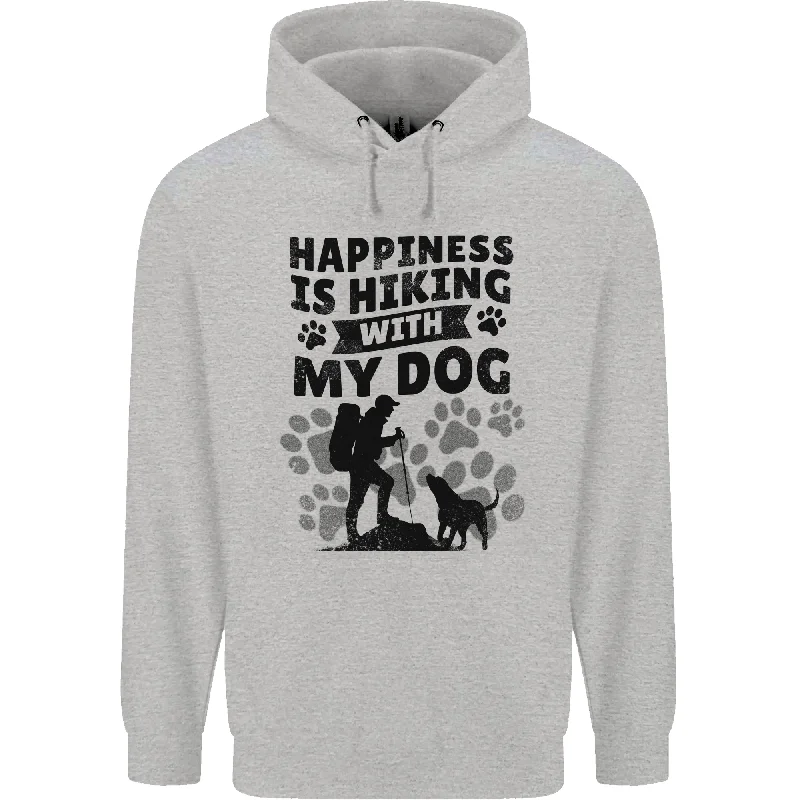 Price Drop Happiness is Hiking With My Dog Funny Mens 80% Cotton Hoodie