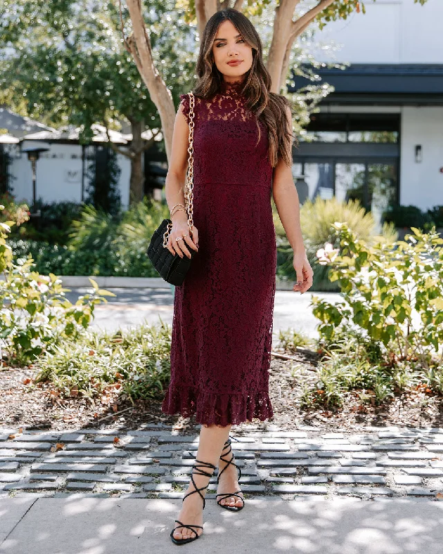 Shop and Save Frances Lace Ruffle Midi Dress