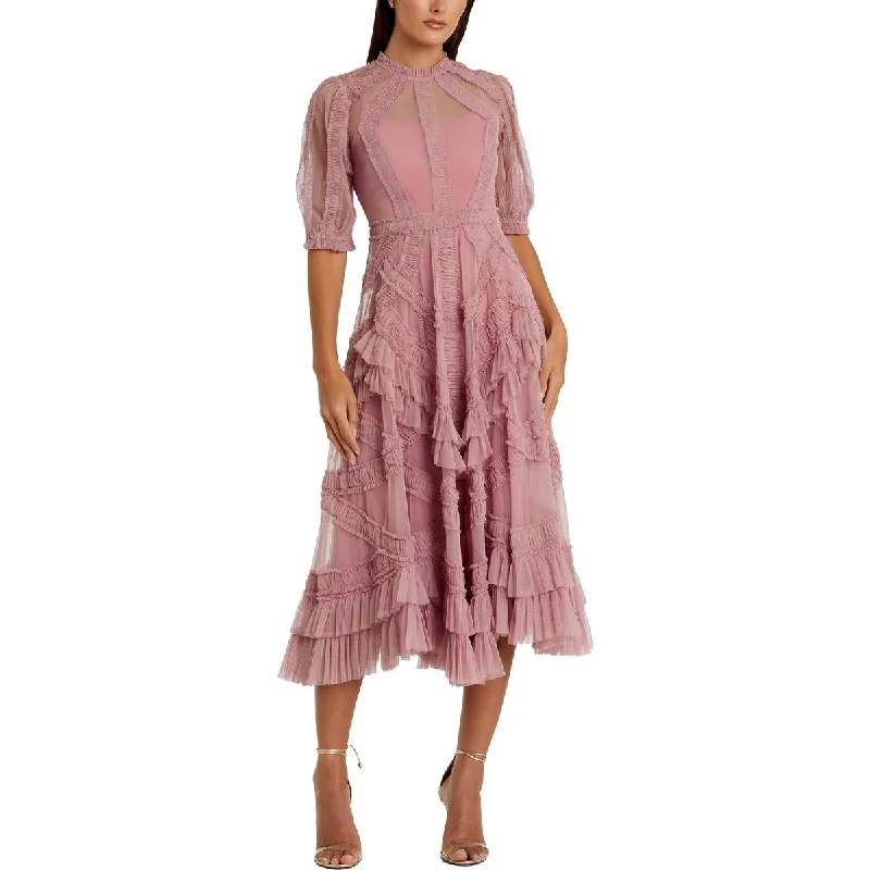 Deep Discounts Mac Duggal Womens Ruched Midi Cocktail And Party Dress