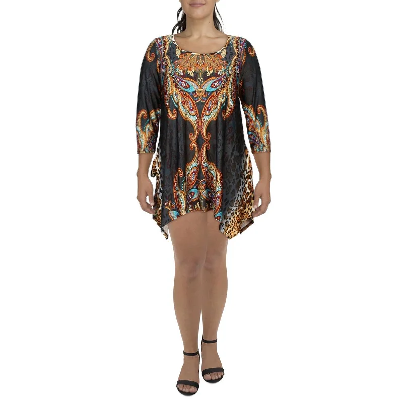 Weekend Special White Mark Womens Plus Printed  Shirtdress