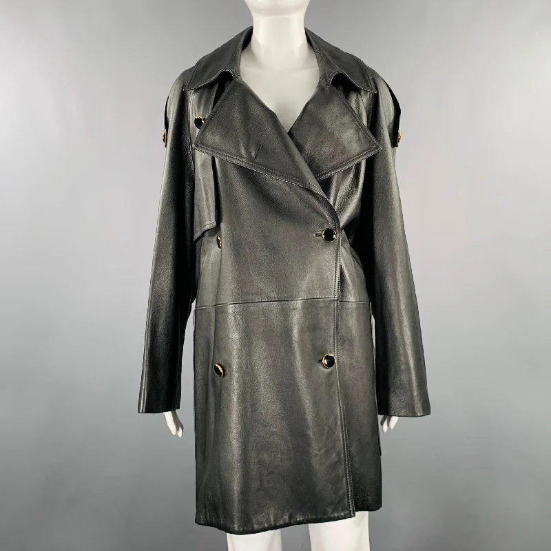Limited Availability KHAITE Size S -The Eden- Black Gold Leather Calfskin Trench Coat