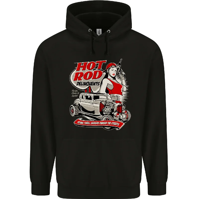 Fantastic Offers Hot Rod Delinquents Thrills Chills & Spills Mens 80% Cotton Hoodie