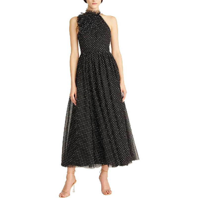 New Deals ML Monique Lhuillier Womens Mesh Tea Length Midi Dress