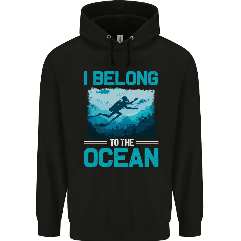 Unbeatable Prices I Belong to the Ocean Scuba Diving Diver Dive Mens 80% Cotton Hoodie